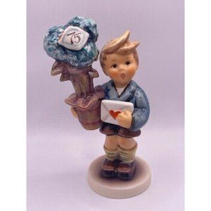 Goebel Hummel Figurine #539 Good News - TMK 7 - "75" printed on plant tag - UNIQ